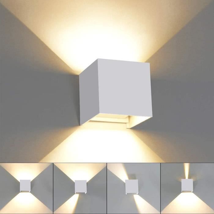 Klighten Lot De 2 Appliques Murales 30W Intérieur/Extérieur - Angle Faisceau Réglable 0-120° - IP65 Étanche - 4000K Blanc Naturel