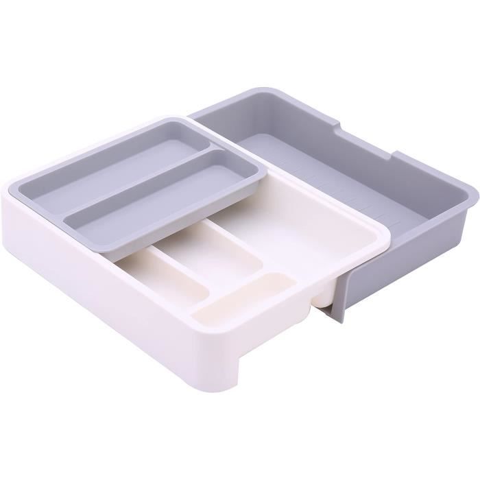 Bac à Tiroir 3-en-1 Extensible HornTide - Organisation Couverts, Ustensiles De Cuisine, Gris, Lavable Au Lave-vaisselle - 5