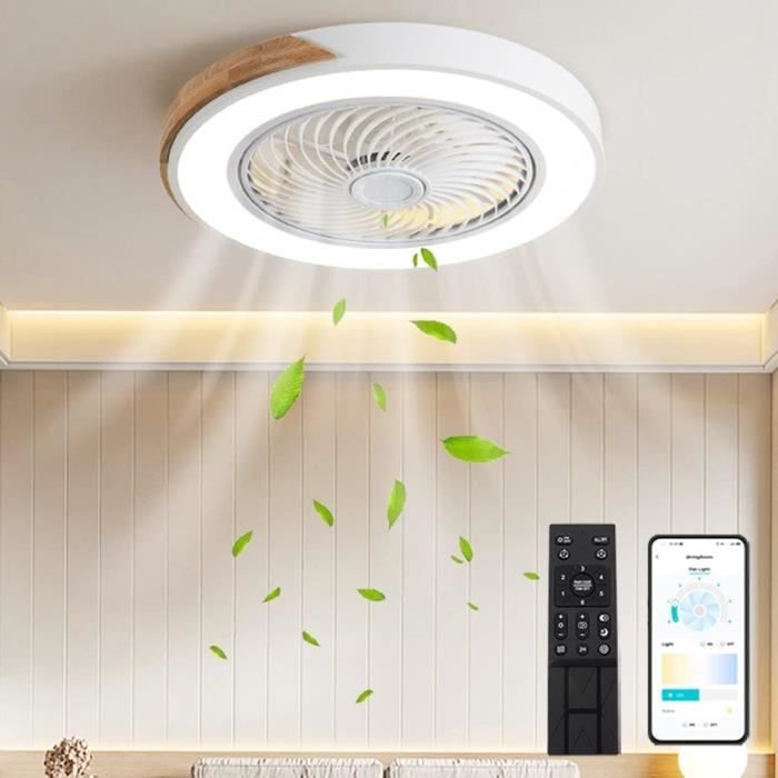 Ventilateur Pour Plafond Bas Ventilateur De Plafond Avec LED Lumière Réglable Et Effet Bois Ventilateur Plafond Avec Lumière Intégrée