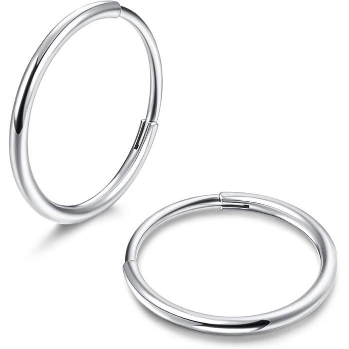 Boucles d'oreilles Créoles - Gris léger main image 1