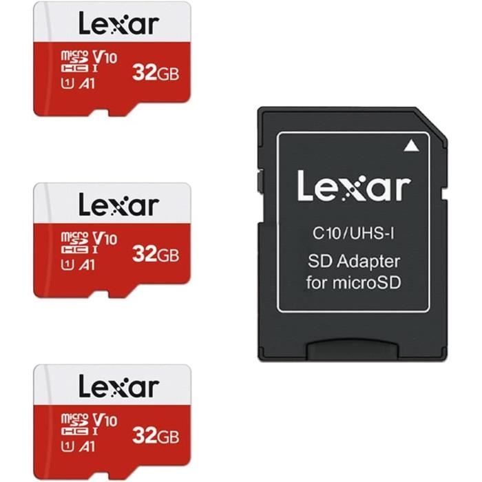 Carte Micro SD 32 Go Avec Adaptateur - Haute Vitesse, Compatible Appareils Photo, Smartphones, GoPro - Étendue Et Durable