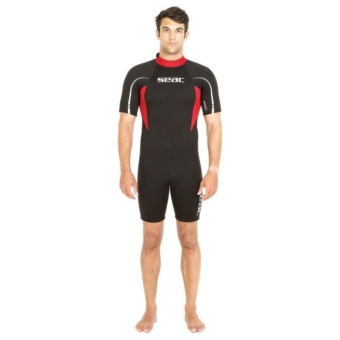 seac relax shorty 2.2mm idéale pour snorkeling, plongée, natation et activités nautiques homme, noir/rouge , xxxl -