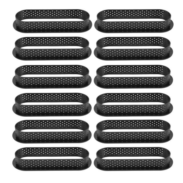 HUPYOMLER 48 Pièces Anneaux à Ovales Anneau de Mousse de Gâteau Perforé Résistant à la Chaleur Anneau de Cuisson Antiadhésif Mini Moule à Gâteau Anneaux de Gâteau