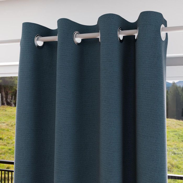 Soleil d'Ocre Eclipse Rideau occultant, Polyester, Bleu, 140 x 250 cm