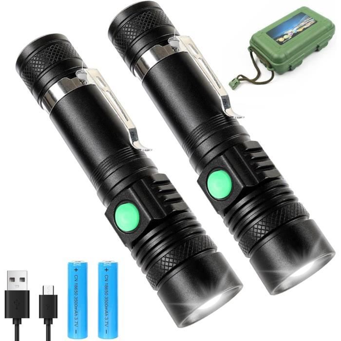 Lampe Torche LED 15000 Lumens Rechargeable - Zoom 700m - Étanche IP44 - 2 Batteries 5000mAh - Pour Camping, Urgence