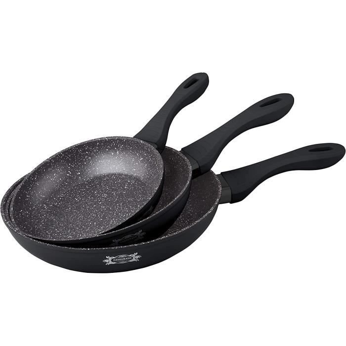 Magefesa GRANA Batterie de cuisine 5 pièces Jeu de 3 poêles 18-20-24 cm induction antiadhésives Rouge