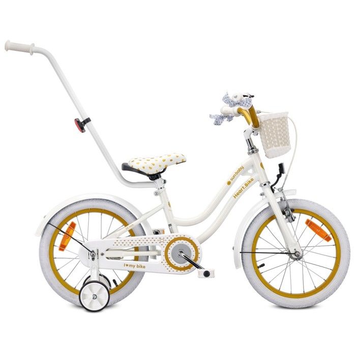 Vélo Enfant - Heart Bike - Roues 16 - 4 à 6 ans - panier - cloche - garde-boue - Blanc et Jaune