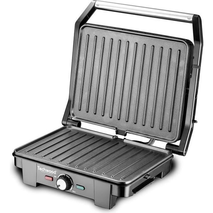 TECHWOOD  Grill-Panini TGD-090 - Ouverture &agrave; 180&deg; - 2200 W - Gris