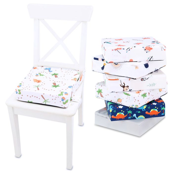 Rehausseur De Chaise Enfant Motif Dinosaure - Coussin Avec Sangles, Lavable, Pour Table Salle à Manger