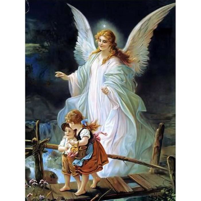 Kit De Peinture Diamant 5D Pour Ange Gardien Point De Croix Cristal