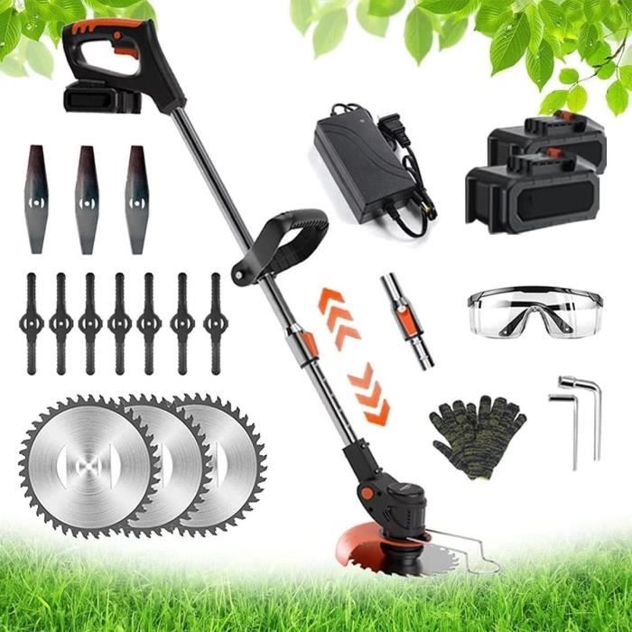Coupe Bordure sans fil avec Batterie 20V 3.0AH Chargeur Jeu de 20 lames coupantes Mat télescopique VITO Coupe Bordure sans fil avec Batterie 20V 3.0AH Chargeur Jeu de 20 lames coupantes Mat télescopique VITO