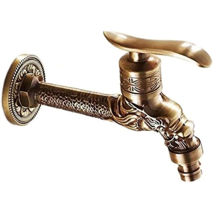 Robinet Mural Vintage Dragon Sculpté - Laiton Antique Pour Jardin, Salle De Bain, Cuisine