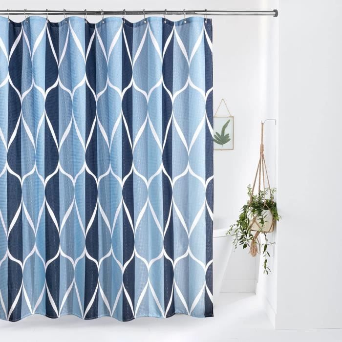 Rideau De Douche Imprimé Marbre – 180 X 200 Cm, Polyester Imperméable – Avec 12 Anneaux, Anti-moisissure Rideau Douche Polyester 180x200