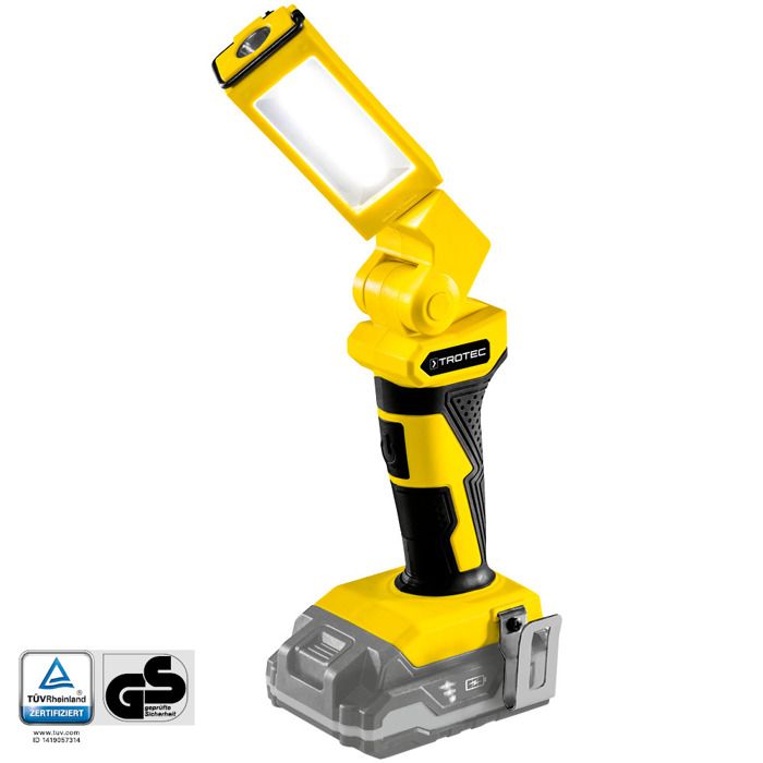 TROTEC Lampe baladeuse sans fil PWLS 10 (sans batterie) - 300 Lumen - Éclairage multi-position - LED intégrée TROTEC Lampe baladeuse sans fil PWLS 10 (sans batterie) - 300 Lumen - Éclairage multi-position - LED intégrée