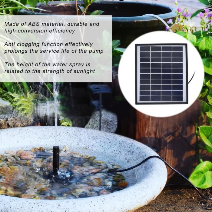 Fontaine Solaire De Jardin YXSH - Pompe à Eau Solaire Avec 6 Buses - Pour Bassin, Bain D'Oiseaux, Cascade - 16 Cm