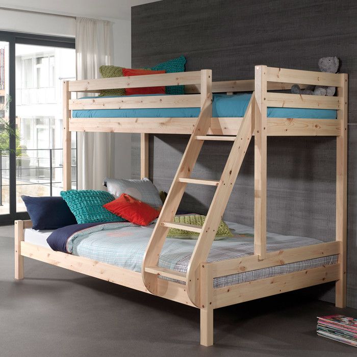 Lit Superposé Triple - Vipack - Pino - 3 Couchages - Bois Massif - 140x200 cm
