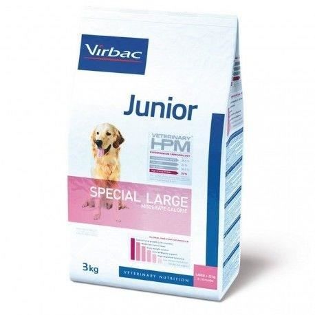 virbac veterinary hpm chien junior (8 à18mois) special large (+25kg) moderate calorie croquettes 3kg