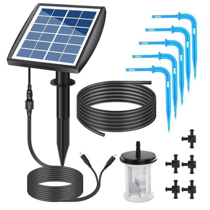 Kit d'Arrosage Automatique - Solaire - 15M Tuyau - 12 Modes - Économie d'Eau - Facile à Installer - Jardin