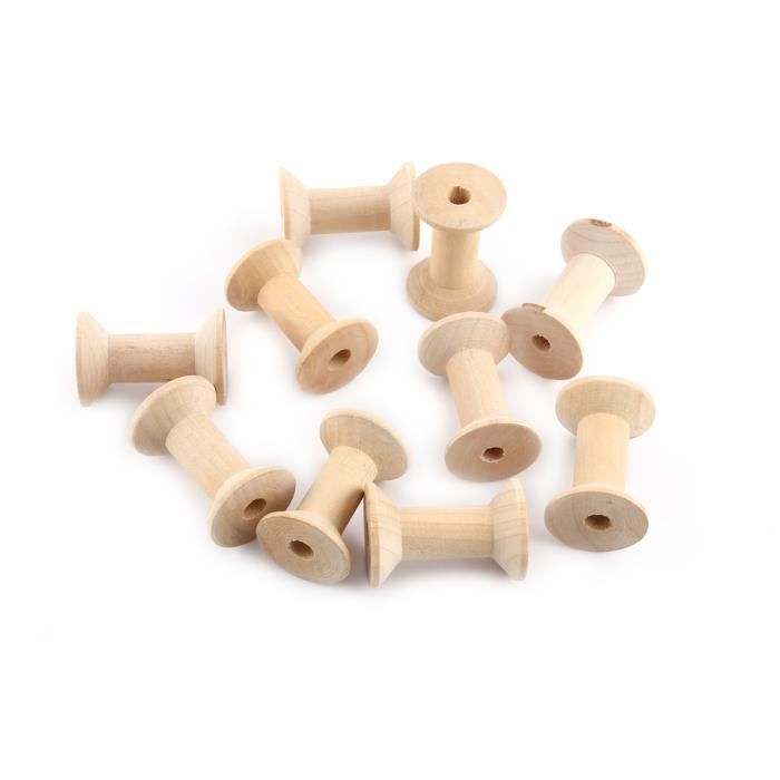 Bobines De Fil Vides En Bois - 10 Pièces - 47x31mm - Naturel - Pour Couture, Rangement, Déco