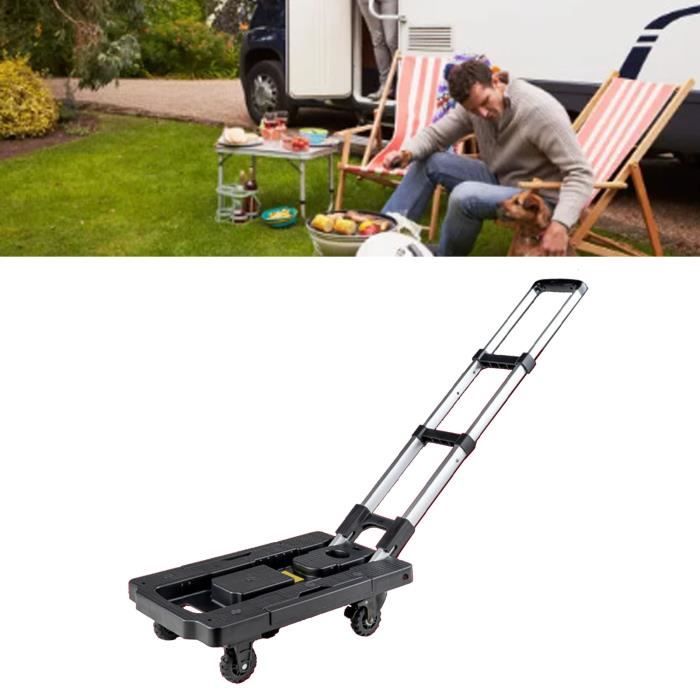 Chariot à Bagages Pliable Et Convertible 2 En 1 - Capacité 660 Lb (300 Kg) - 4 Roues - Noir - Neuf