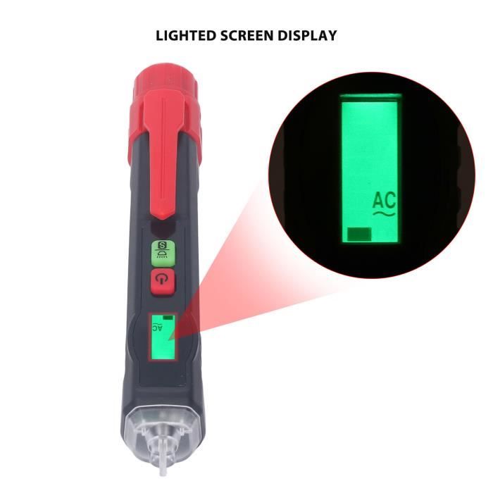 Stylo Testeur De Tension Sans Contact - Détecte 12-1000V, Avec Affichage LCD Et Lampe De Poche - Pour électriciens, Bricoleurs
