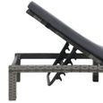 Chaise longue/Bains de soleil - avec coussin - Résine tressée et cadre en acier laqué - 195 x 60 x 22 cm - Anthracite - FHE-1
