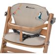 BEBECONFORT Timba + coussin Chaise haute bébé, Chaise bois, De 6 mois à 10 ans (30kg), Natural wood/ Happy day-1