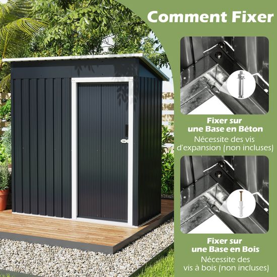 COSTWAY Abri De Jardin Pour Stockage Avec Porte Coulissante