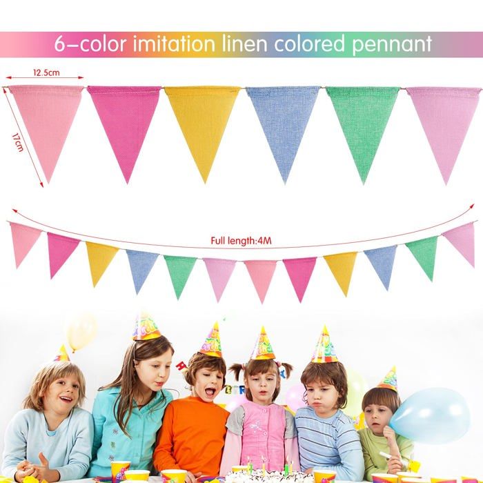 Guirlande Fanions Multicolore Powmag - 60 Fanions En Feutre, 12 M Total, Pour Fête Et Décoration