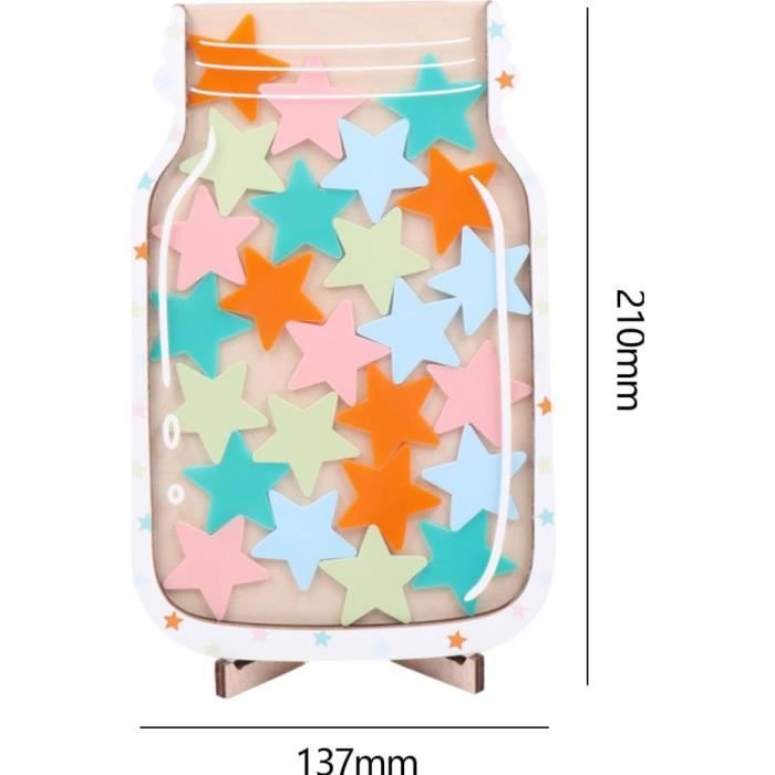 Pot de récompense étoile en bois pour enfants - ZJCHAO - Mixte - Blanc