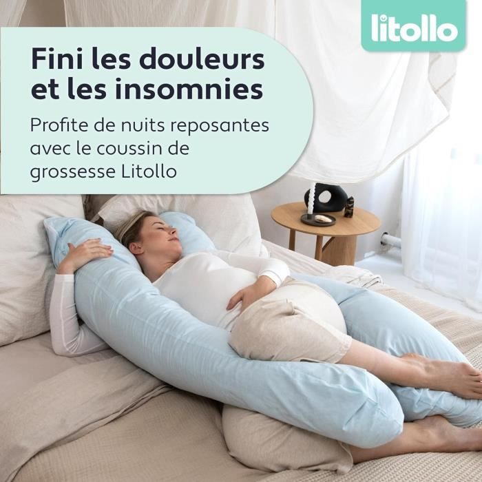 Oreiller D'allaitement En Forme De U LWKBE - Coton Lavable - Pour Femmes Enceintes Et Jumeaux - Gris