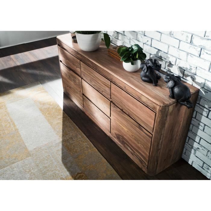 Buffet Vaisselier En Bois Massif Avec 5 Portes 7 Tiroirs 137x50x197cm - Dépôt De