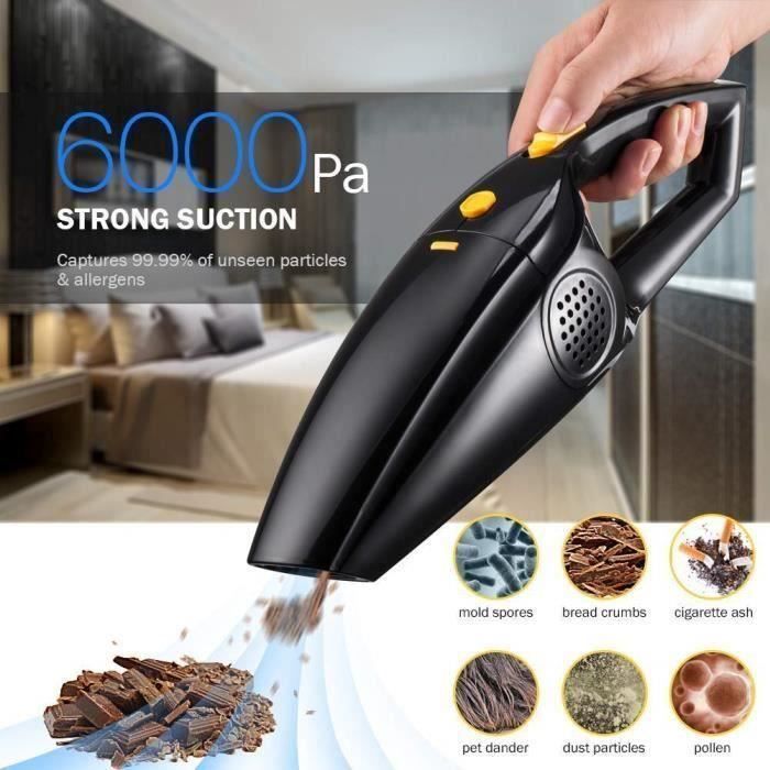 Aspirateur sans fil portatif, batterie lithium-ion 12V