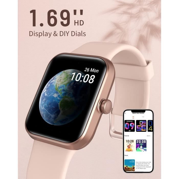 Montre Connectée Femme,1,69 Smartwatch pour Android iOS Podometre