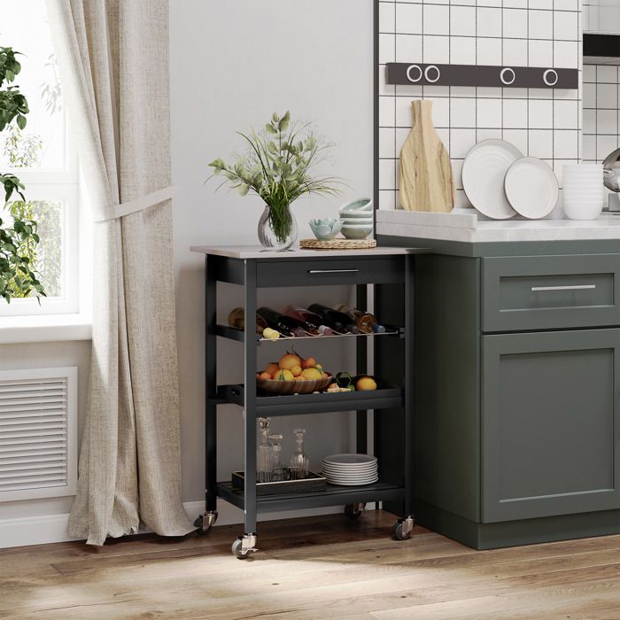 AMIZOY Chariot De Micro-onde Roulant à 3 Niveaux Pour La Cuisine Chariot Utilitaire Chariot De Bar Roulettes Verrouillables Agzo1340