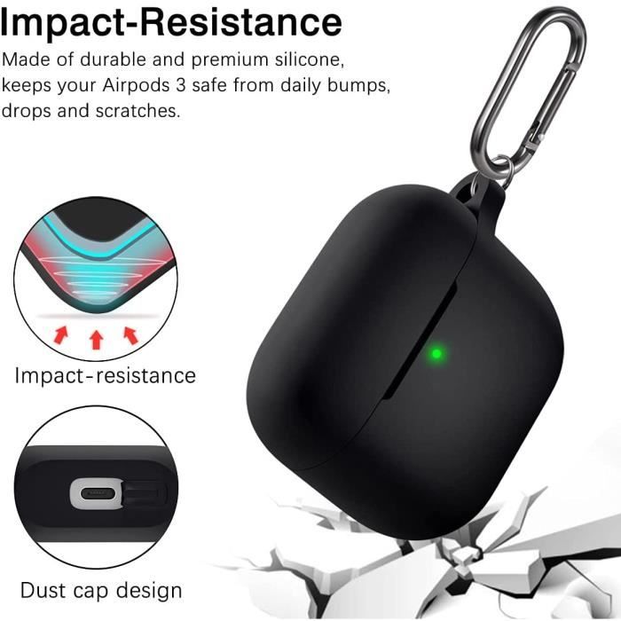 Étui De Protection Silicone Avec Mousqueton Pour AirPods 3 - Noir - Neuf Sous Emballage