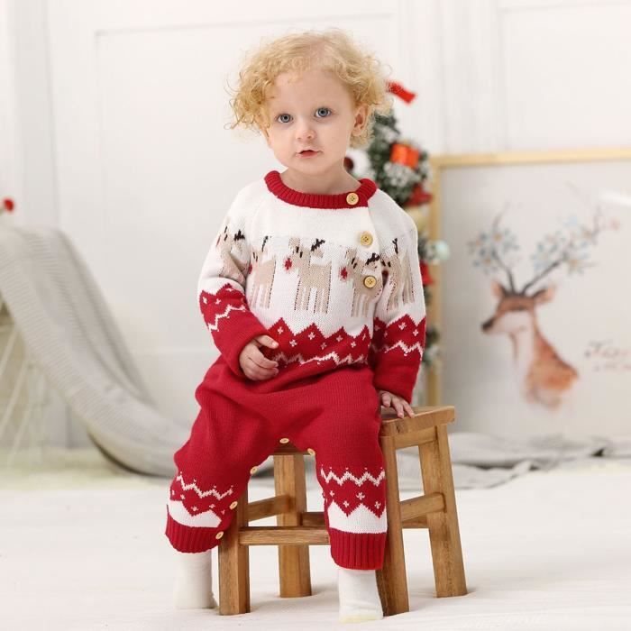 Iiniim Pull Noël Barboteuse Bébé Garçon Fille Costume Noël Ensemble  Vêtements Combinaison Pyjama Manches Longues Carnaval 0-18 Mois Rouge -  Cdiscount Prêt-à-Porter