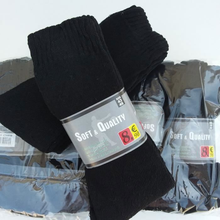 Lot De 10 Paires Chaussettes Sport Soft-Quality Noires - Taille 39-42, Respirantes