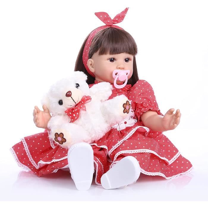 RUMOCOVO 24 Pouces Poupee Reborn Fille en Silicone Souple Poupon Yeux Ouvert Bebe Reborn Pas Cher Nouveau ne Cadeau Cdiscount Jeux Jouets