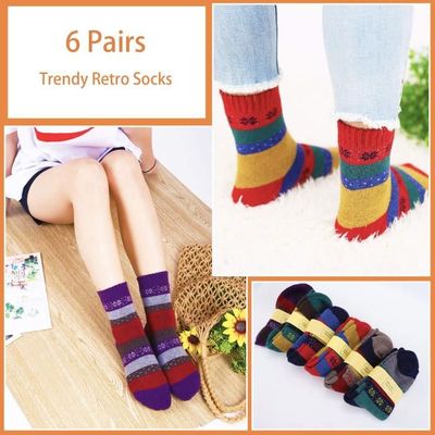 5 Paires De Chaussettes Chaudes D'Hiver Épaisses En Laine Tricotée