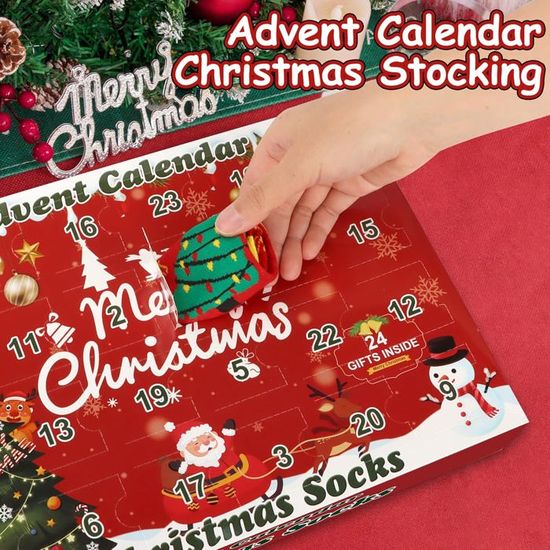 Calendrier De L'Avent Jouet 2025 | 24 Jours De Chaussettes Douces Compte à Rebours Pour Hommes | Fournitures De Fêtes Pour Jeunes Filles Garçons Ados | Famille Amis Fils Fille Grand-Père