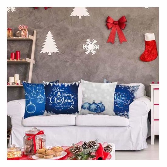 Housses De Coussin Noël 45x45 Cm - Motifs Bonhomme De Neige Et Sapin - Lot De 2 - Déco Salon, Chambre Hivernale