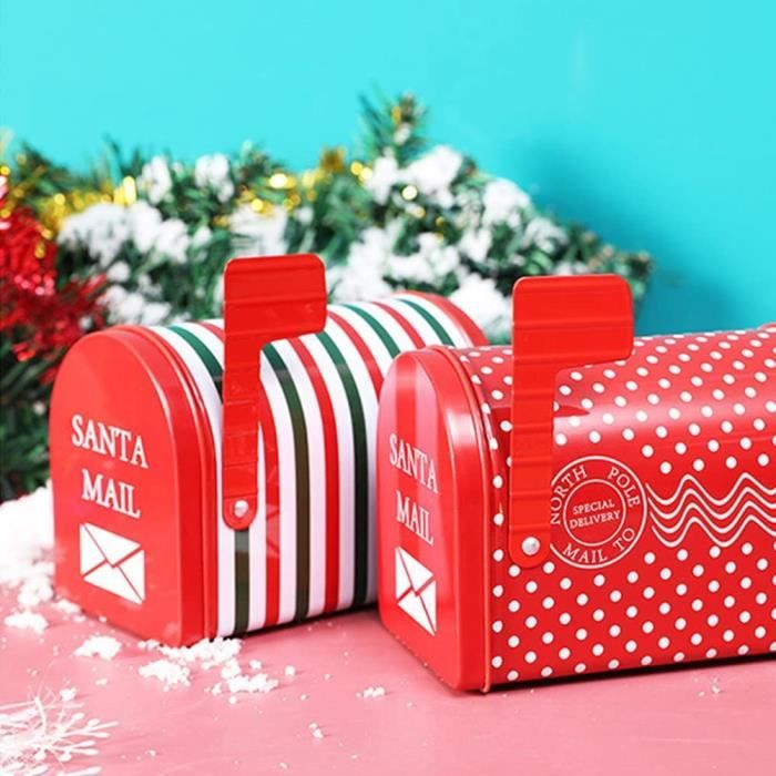 Boîte aux lettres métal de Noël remplie de bonbons et chocolats