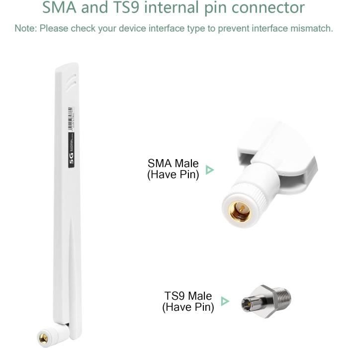 5G LTE Antenna 18dBi Omnidirezionale – SMA/TS9, 600-6000 MHz, Per Router, Modem, IoT E Dispositivi Smart Home, 2 Pezzi