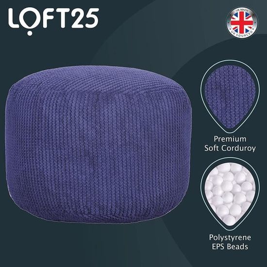 Loft 25 Pouf poire rond à bulles Ultra confortable et durable Repose-jambes pour salon intérieur anthracite Pouf ergonomique