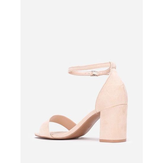 Sandales en simili daim beige à talon carré Beige - Cdiscount Chaussures