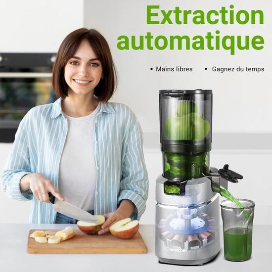 Extracteur De Jus Lent MAISON HUIS - Trémie Large 13,5 Cm, Moteur 250W, Vitesse Lente 55 Tr/min | Pour Jus Frais Et Nutritifs
