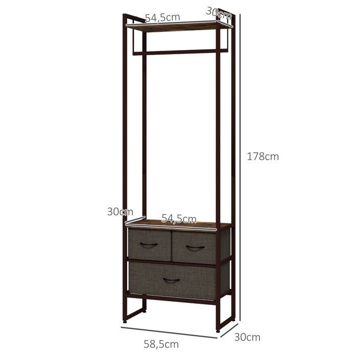 Portemanteau Sur Pied Avec Base En Pierre - 175 Cm, Noir - Design Moderne Pour Entrée, Salon, Bureau
