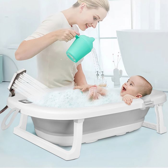 Baignoire Bébé Pliable Evolutive - Avec Coussin De Bain Avec