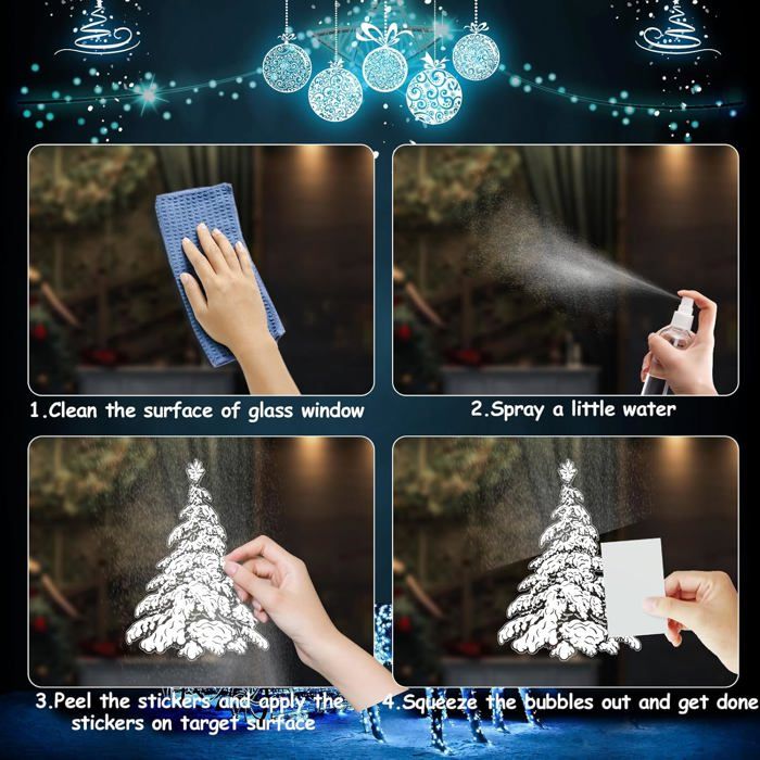 Autocollant Sapin De Noël Pour Fenêtre - Grand Format 40x60 Cm, PVC électrostatique, Amovible Et Réutilisable